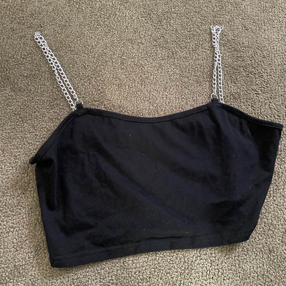 Black Chain Strap Crop Top